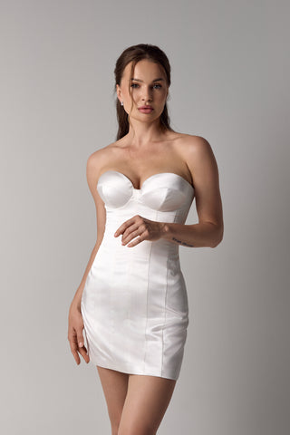 Mini Wedding Dress – Short Satin & Lace Bridal Gown