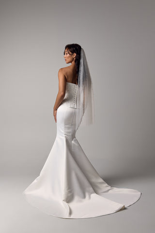Two-Piece Wedding Dress – Beaded Corset Gown with Godet Skirt