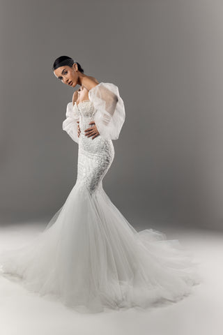 Mermaid Wedding Dress – Satin & Beaded Bridal Gown