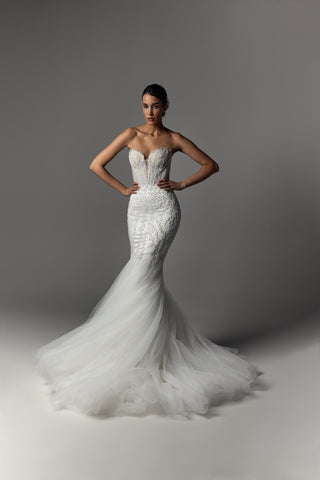 Mermaid Wedding Dress – Satin & Beaded Bridal Gown