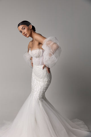 Mermaid Wedding Dress – Satin & Beaded Bridal Gown