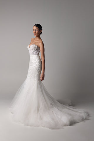 Mermaid Wedding Dress – Satin & Beaded Bridal Gown