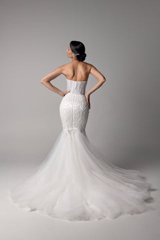 Mermaid Wedding Dress – Satin & Beaded Bridal Gown