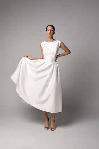 midi bridal dress Tea-Length Wedding Dress – Jacquard Midi Bridal Gown