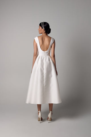 Tea-Length Wedding Dress – Jacquard Midi Bridal Gown