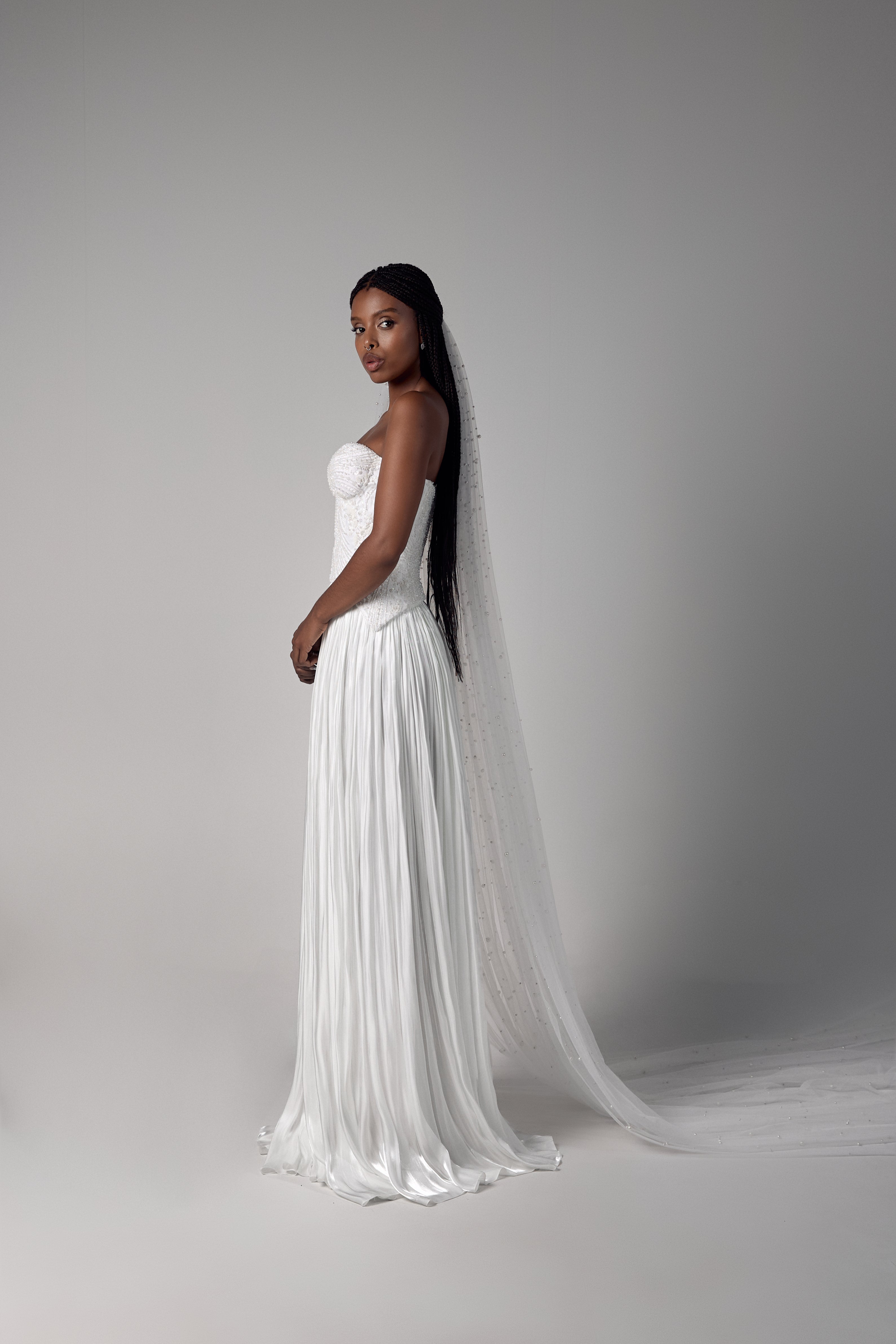 corset two piece wedding dress Two-Piece Wedding Dress – Beaded Corset & Satin Skirt