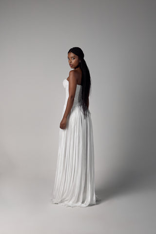 Two-Piece Wedding Dress – Beaded Corset & Satin Skirt