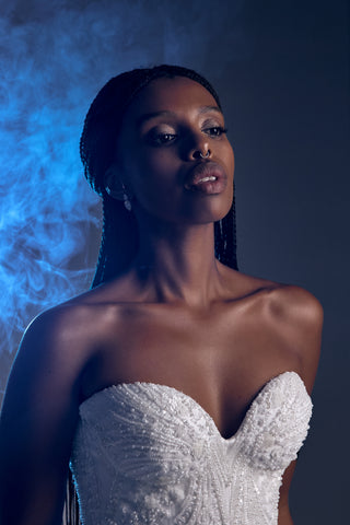 Two-Piece Wedding Dress – Beaded Corset & Satin Skirt