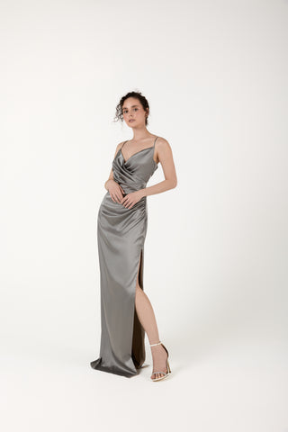 Slip dress with a pleat Drop 014